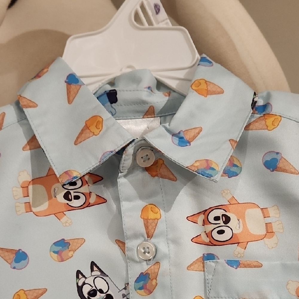 Bluey Button Down Shirt with Cartoon Animal Design. - Picture 3 of 13